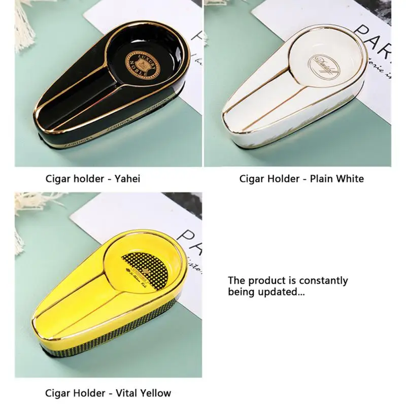 Luxurious Cigar Ashtray Ceramic Ashtray Creative Ornaments Portable Gilded Design Cigar Accessories