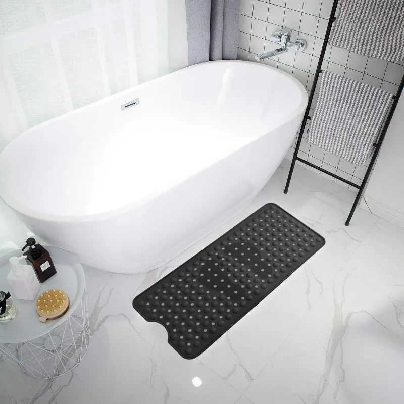 Silicone Non-slip Bathroom Floor Mat with Suction Cups and Massage Feature