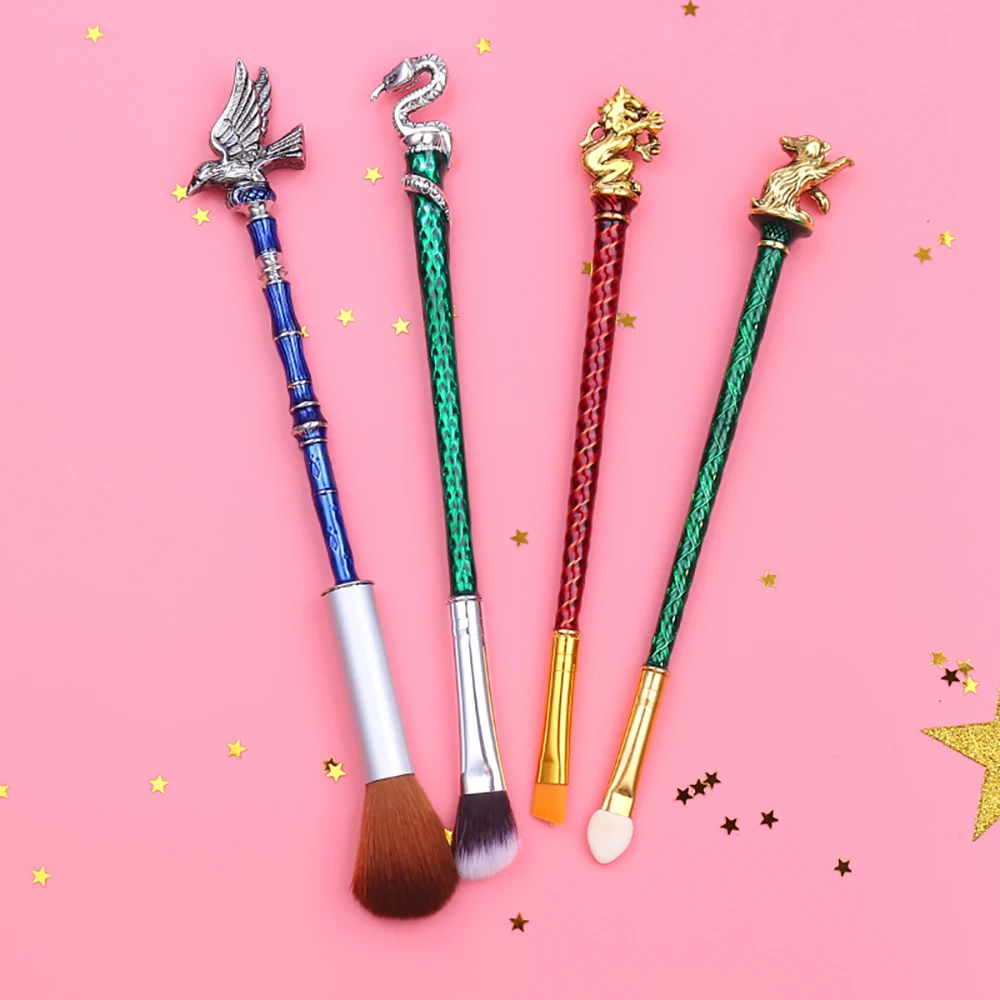 4pcssetHarriEagleSnakeLionAnimalMakeupBrushesMetalHandle