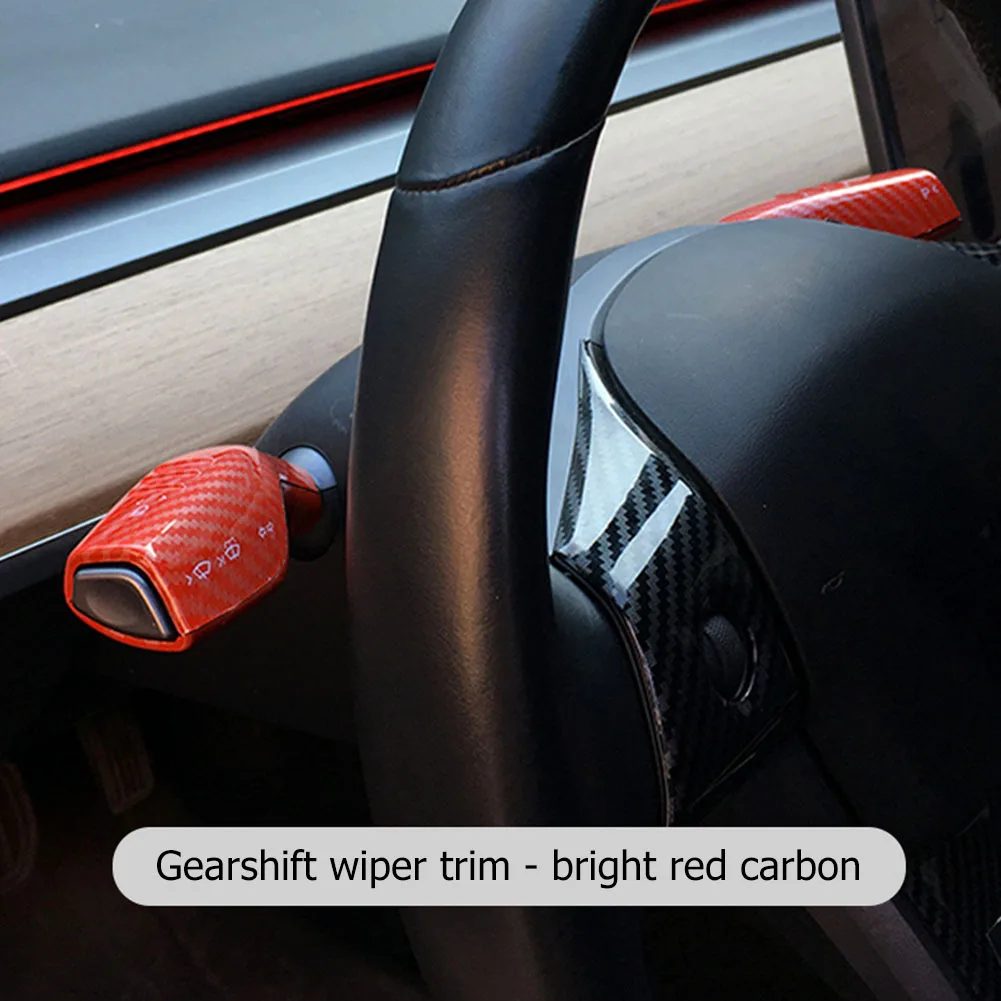 Couverture de pommeau de levier de vitesse en Fiber de carbone, pour Tesla  modèle 3/modèle Y, Protection de volant, autocollant décoratif, 2 pièces -  AliExpress