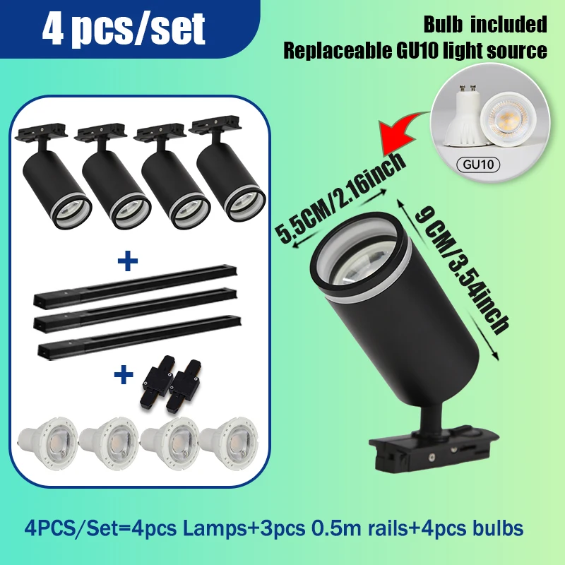 4 lights set black