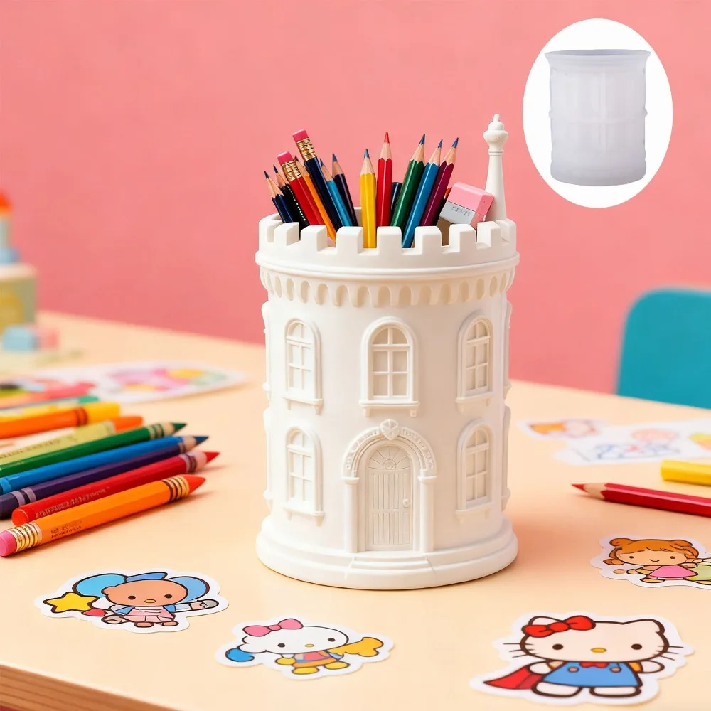 캐슬 캔들 컵 실리콘 몰드 DIY 수제 콘크리트 석고 캔들 항아리 화분 에폭시 수지 몰드 홈 데코