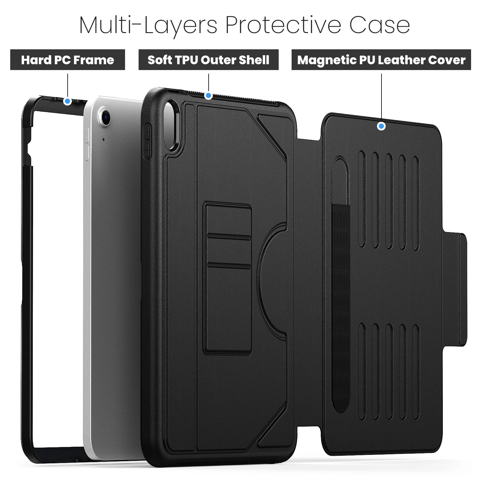 Rugged Multi-Angle Magnetic Smart Tablet Case with Enhanced Protection