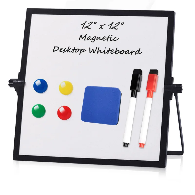 12x12 Magnetic White Dry Erase Marker Board with Wood Frame