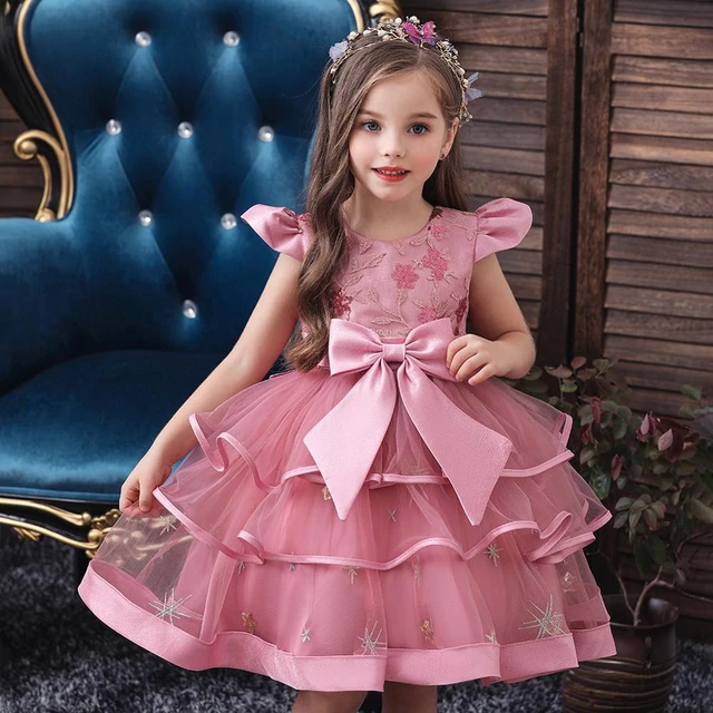 Vestido Infantil Festa Princesa Rosa Pink Vestido para Crianças Meninas  Vestido Elegante Luxo Princesas