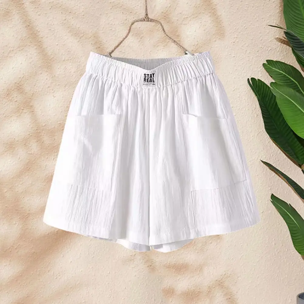 

Summer Shorts High Waist Running Shorts Pure Color Straight Wide Leg Shorts