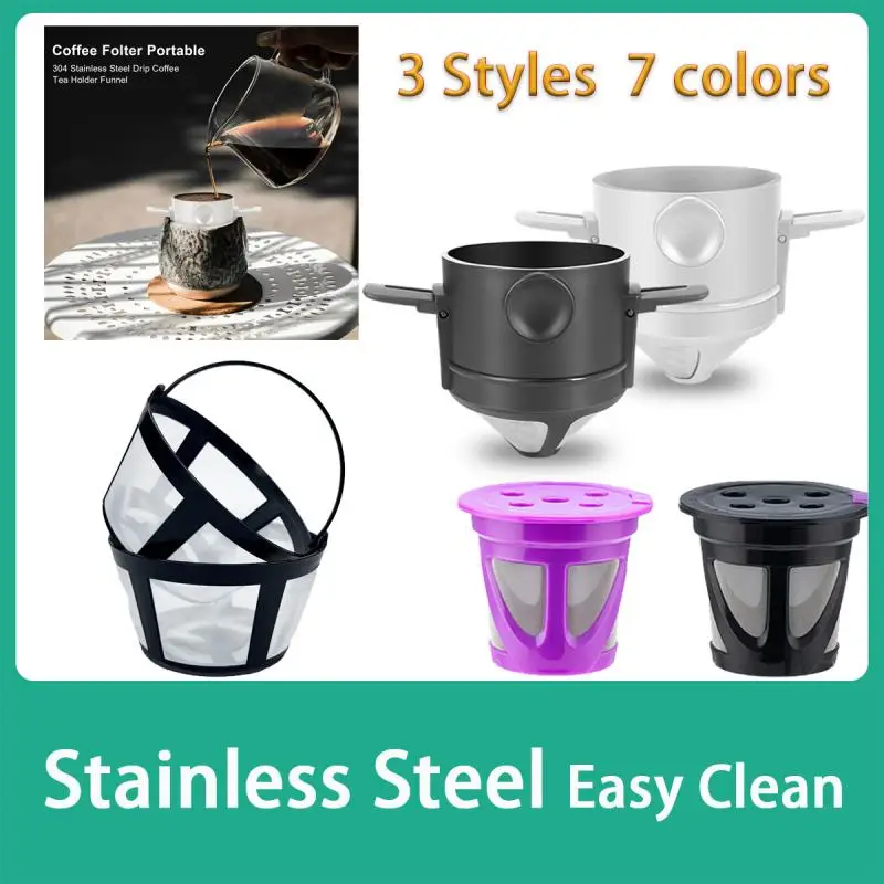 

Stainless Steel Easy Clean Reusable Coffee Funnel Portable Foldable Coffee Filter Paperless Pour Over Holder Dripper