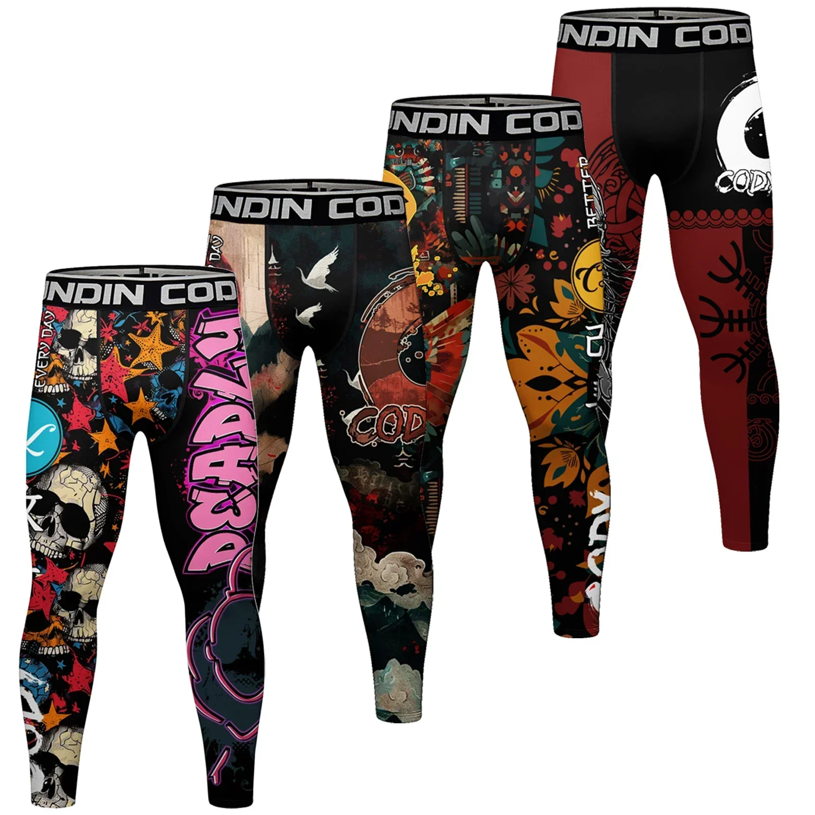 Men's Gym Compression Leggings Running Tights MMA Basketball Sport Pants Quick Dry Fit Jogging Training Fitness Workout Trousers