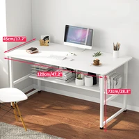 Wooden Computer Desk With 2 Layers Storage Rack High Gloss Living Room Kitchen Dining Office Versatile Modern Rectangle Table 2