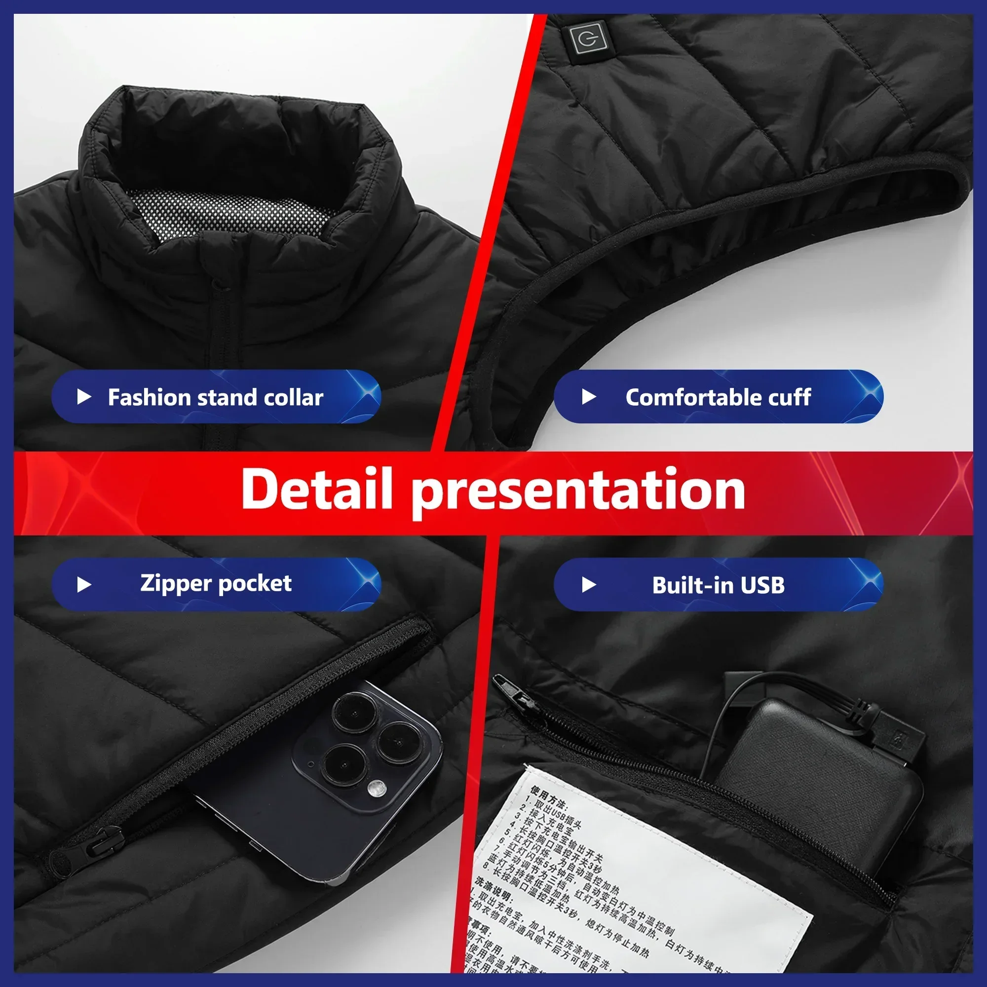 21 Heated Vest Electric Heated Jackets Men Women Sportswear Coat Coat Motorcycle USB Heating Jacket For Camping outdoor