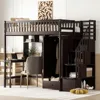 Twin Size Multifunctional Loft Bed with Wardrobe,Desk,Bookshelf and Drawers,Wood Loft Bed with Stairway Children's Wardrobes 1