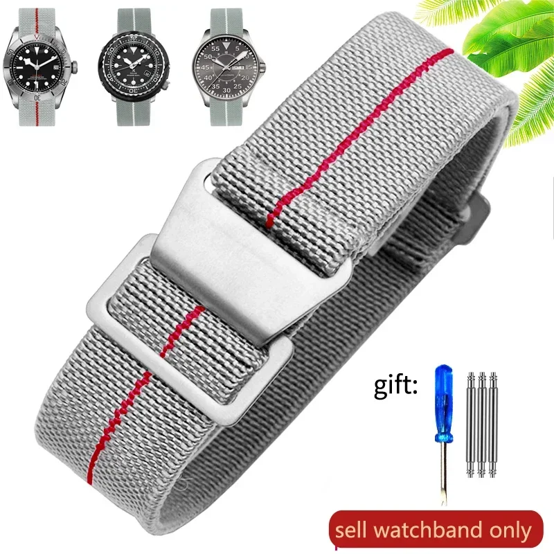 Vintage-Style French Parachute Elastic Nylon Watch Strap – Universal Men's Smartwatch Wristband (Classic 60s Inspired Design)