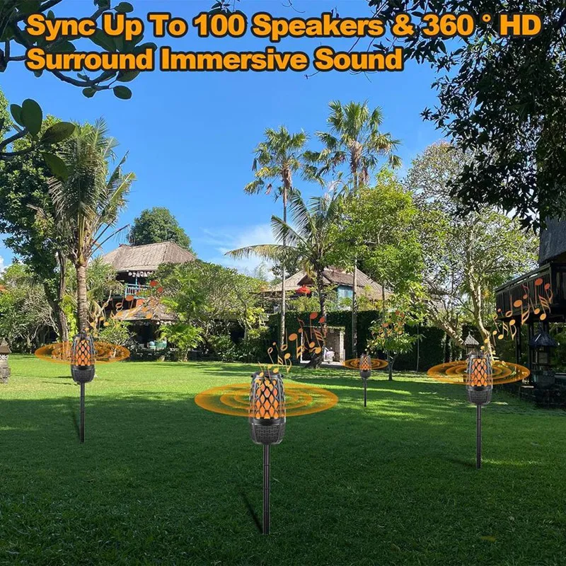 Outdoor Bluetooth Speakers Waterproof Patio Speaker With Lights Multi-Sync