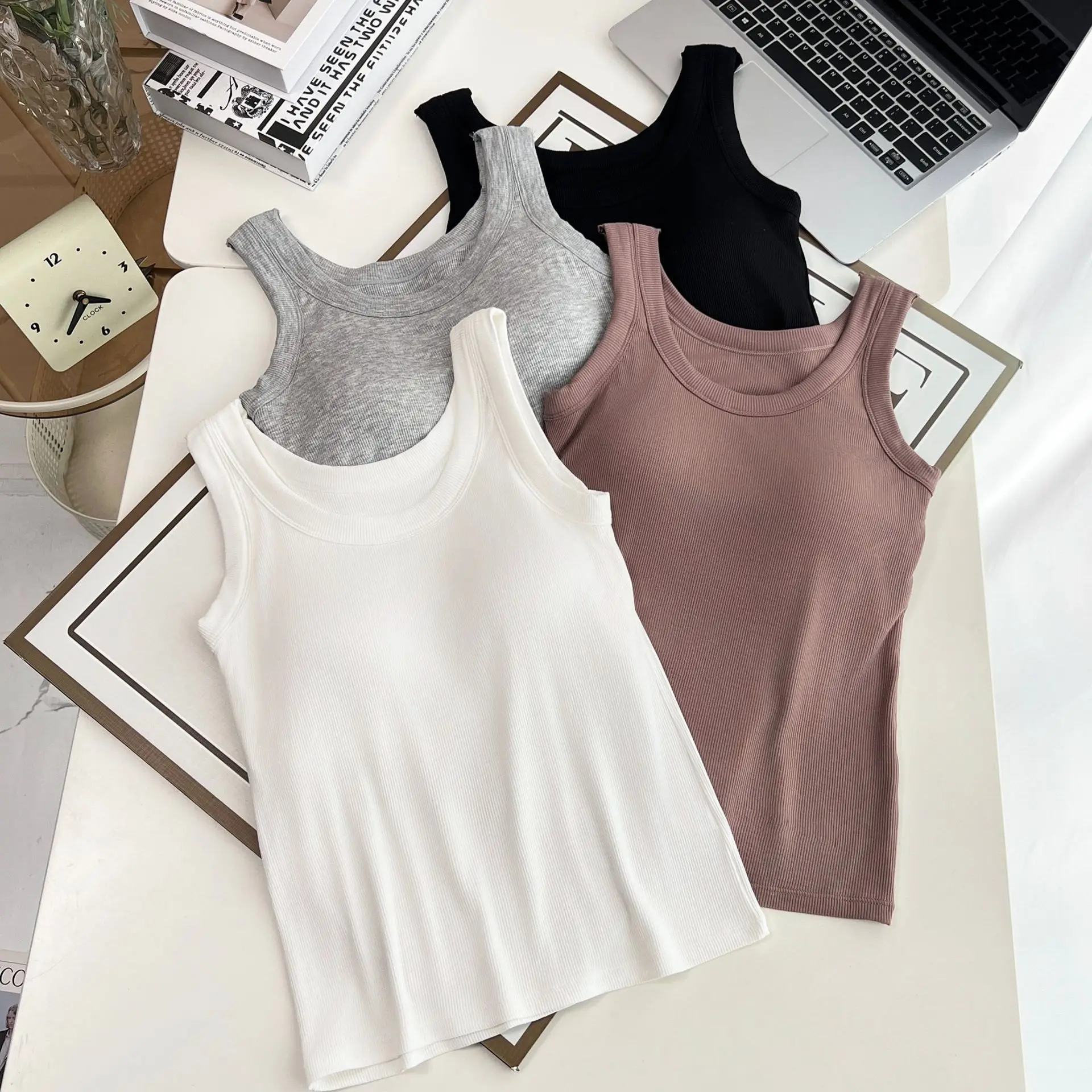 2025 Plus Size Tank Top Summer New Style 100KG Casual With Chest Pads And Ice Silk Sleeveless Vest For Women 1563