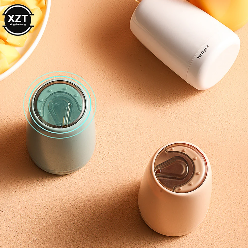 Description Picture 4 of itemCreative Automatic Toothpick Holder Container Household Table Toothpick Box Plastic Push-Type Round Storage Toothpick Dispenser