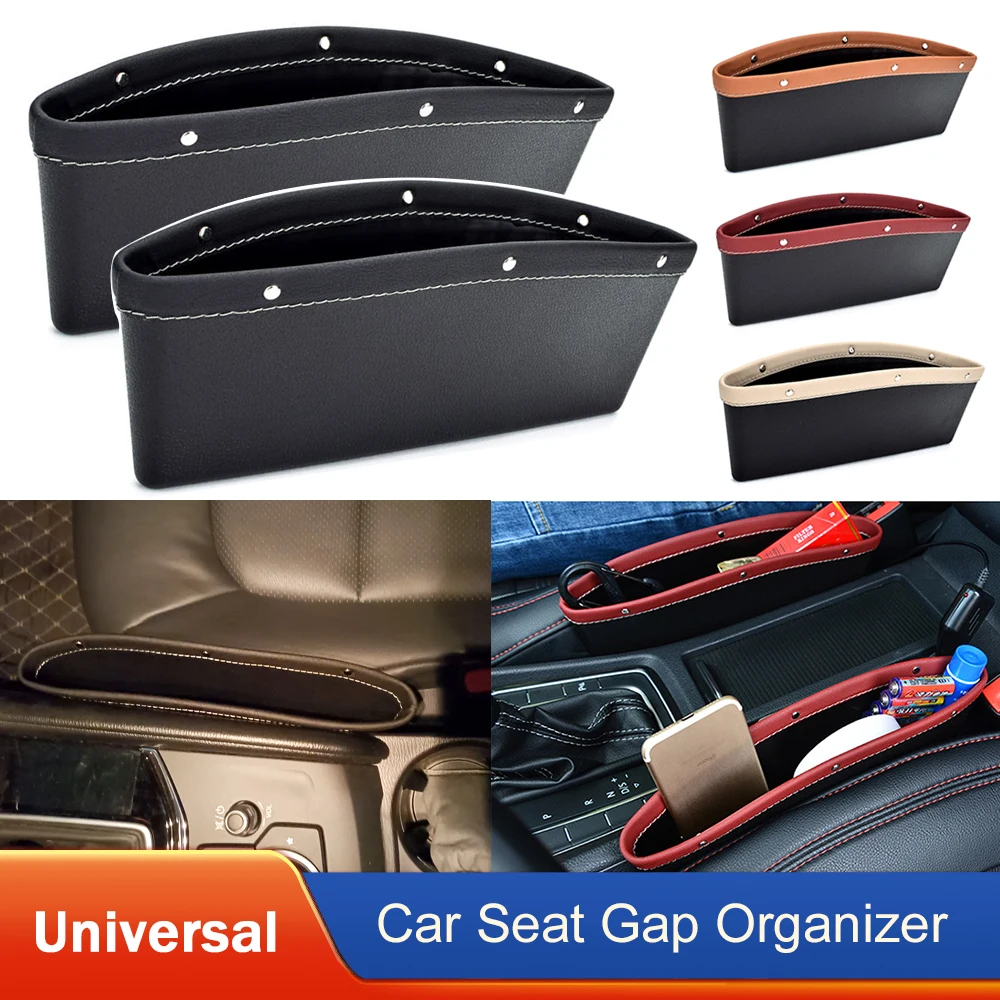 2Pcs Car Seat Gap Organizer Mobil Penyimpanan Tempat Dududuk Mobil Celah Celah Saku Multifungsi Tempat Dududuk Storage Box