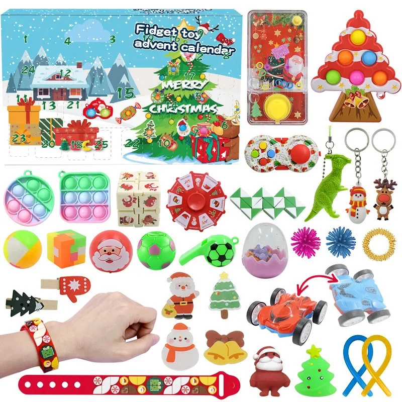 Christmas Advent Calendar Gift Box for Kids DIY Jewelry Anti Stress Fidget Box 24Day Countdown Calendar Christmas Gift navidad