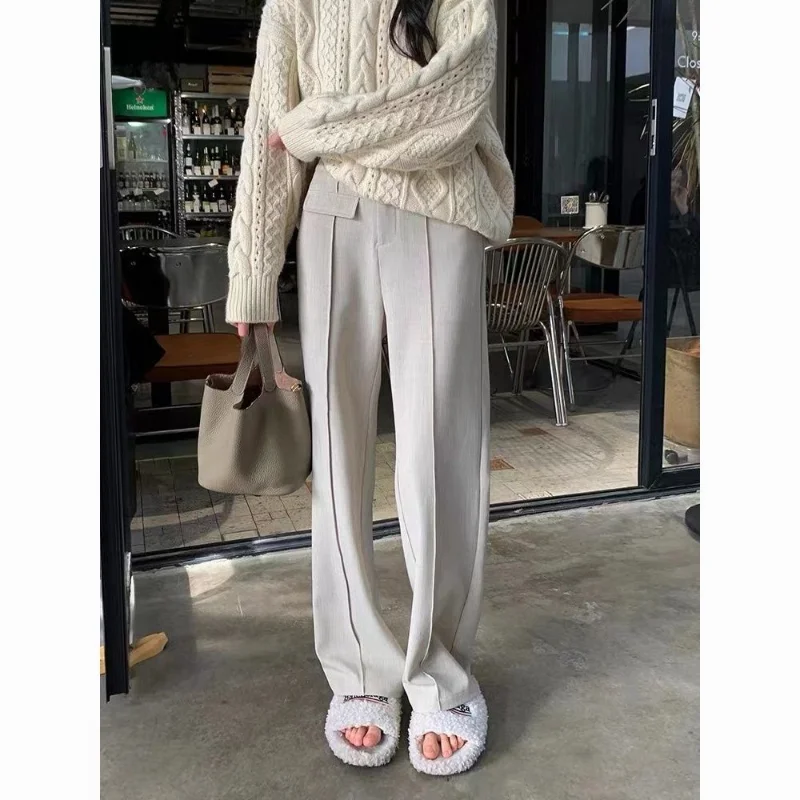 

Wakamono Casual Wide Leg Pants Women's Fashion Pants Gray Bottoms Korean Fashion Trousers Women Spring Summer Pants for Women