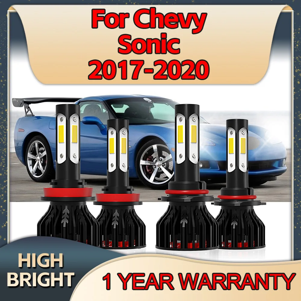 

45000LM мощная автомобильная светодиодная фара Canbus 6000K 9005 H11, лампы, 4 боковых чипа, высокая яркость для Chevy Sonic 2017 2018 2019