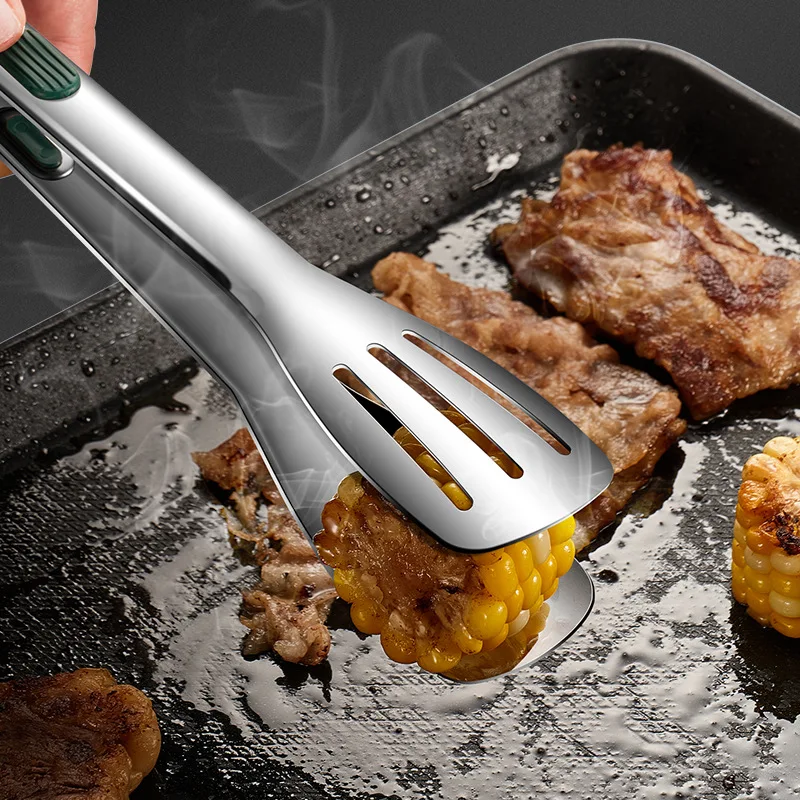 7/9/12inch kitchen tongs 304 stainless steel grill tongs for cooking BBQ non-slip salad clips tong kitchen accessories stainless steel tongs