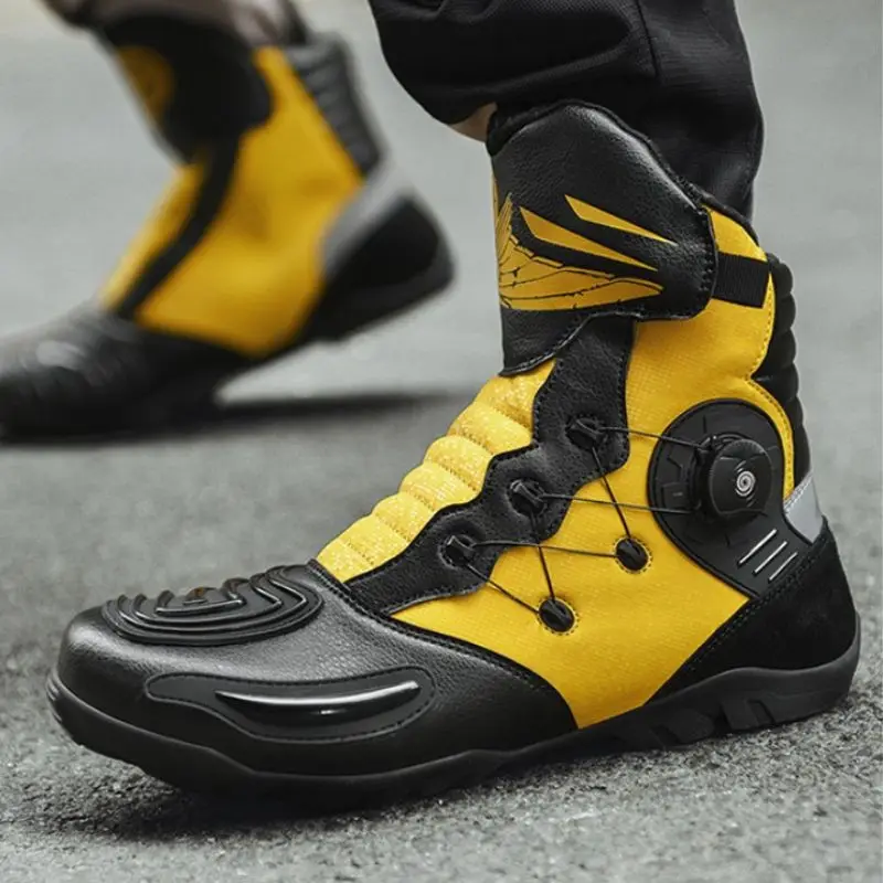 Retro Black Enduro Motorcycle Boot Leather Motorcyclist Boot Riding Shoes Motocross Biker Boots Vintage Motorboats