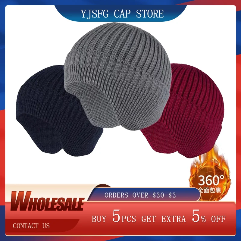 

Winter Solid Knitted Hat Soft Stretch Fitness Warm Ear Cover Snowboard Hiking Cycling Windproof Cap Unisex Earflaps Skull Hats