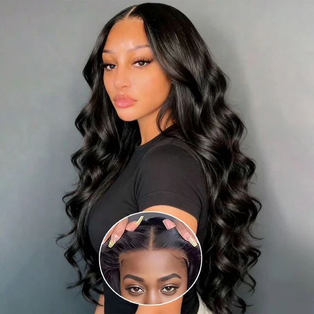 Perruque Body Wave 5x5 6x4 sans colle avec fermeture en dentelle, prête à porter, pré-coupée, en cheveux humains, perruques frontales en dentelle 13x4 en cheveux humains 1