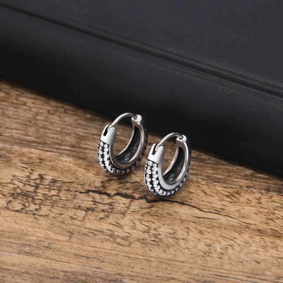 Orecchini A Cerchio Con Pendente Croce Di Ankh Per Uomo E - Foto 5