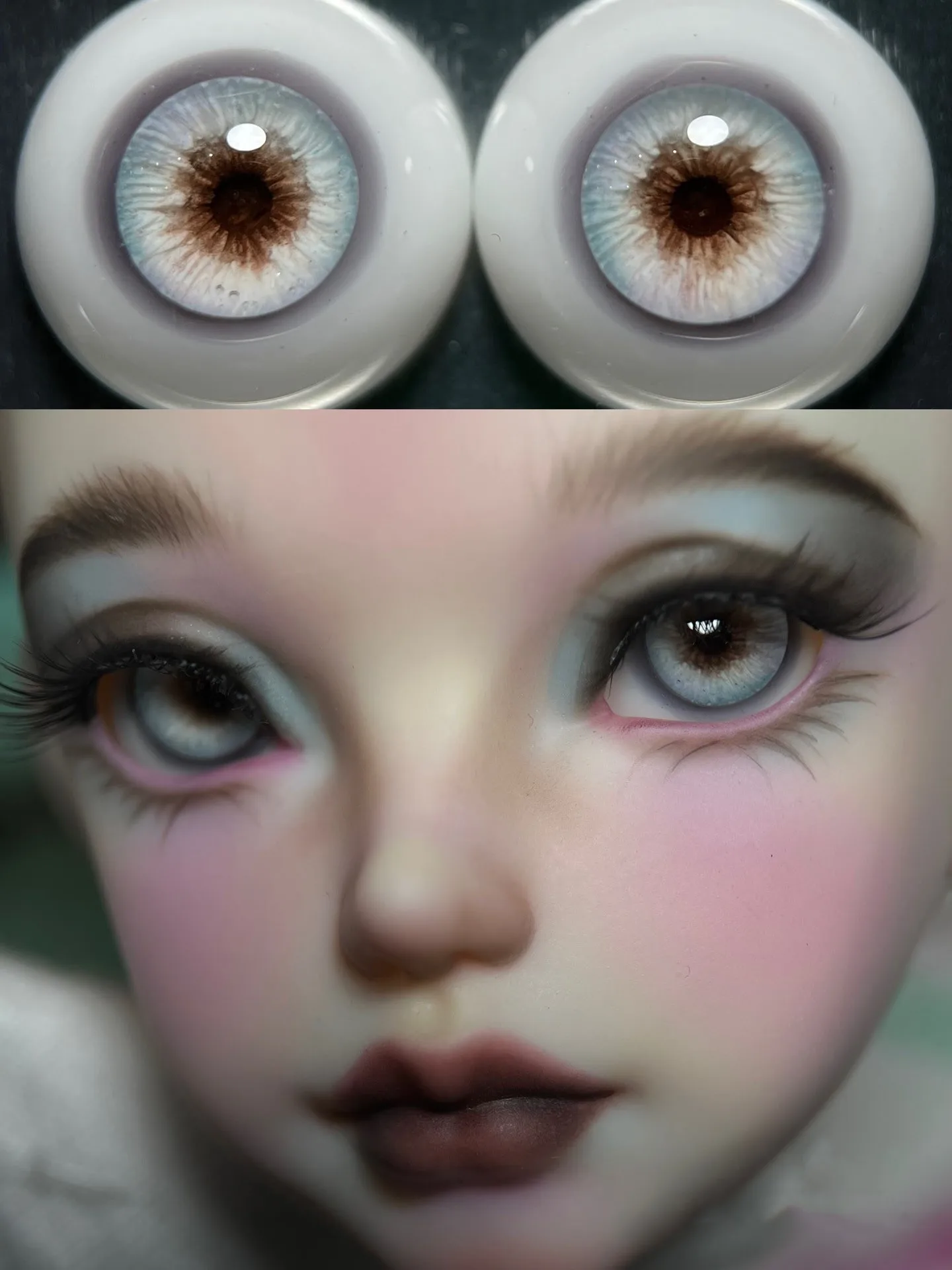 

Fashion SD/MDD/MSD Craft Eyes， 14mm BJD Doll Safety Eyeball “ White Chrysanthemum” 1 Pair