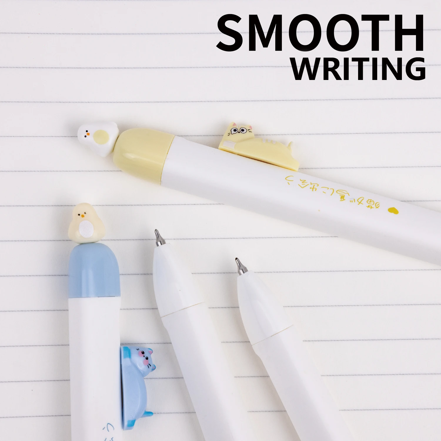 4 Pcs/Set Creative Cat And Bird Design Gel Pens Cute Funny Decompression 0.5mm Black Ink Writing Pens Stationery Supplies