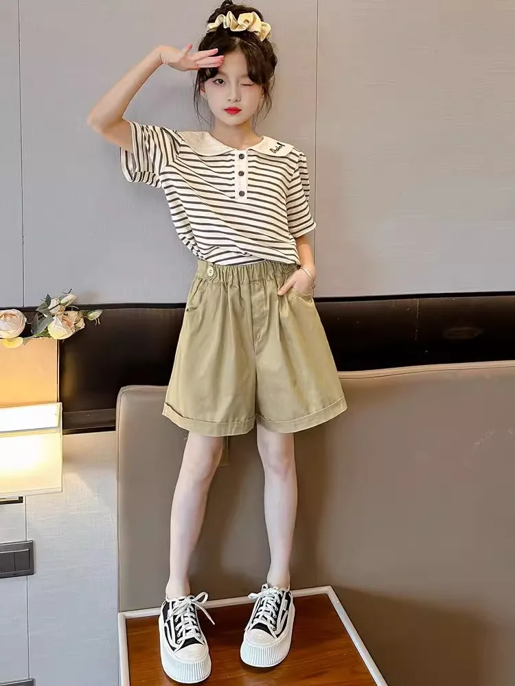 Girls short-sleeved t-shirt new summer suit older children's women's summer children's student girls summer clothes