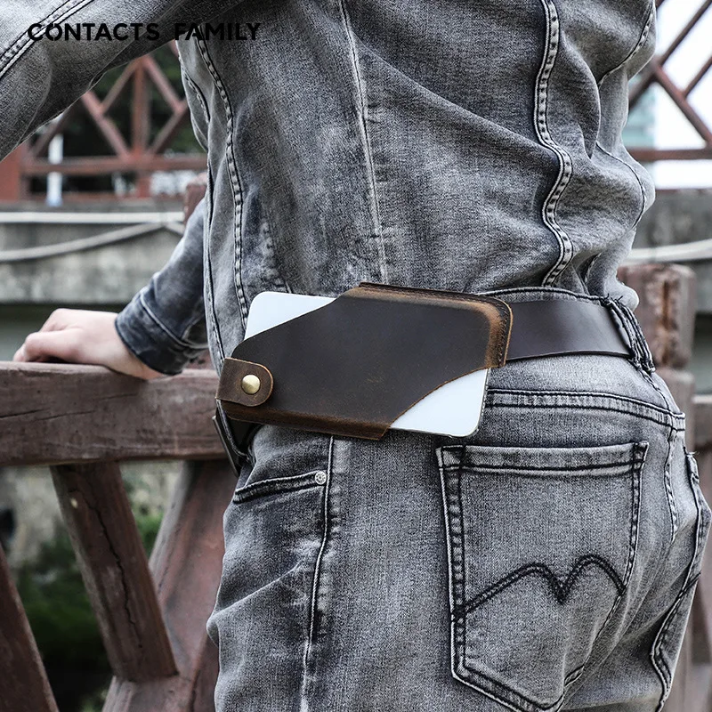 가죽 허리 가방 핸드폰 홀스터 망 벨트 가방 전화 파우치 지갑 케이스 전화 6.7 인치 cartera de cuero para celular