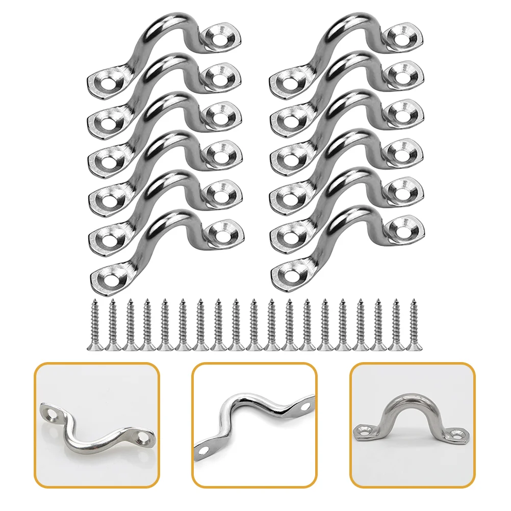 

12 Pcs Kayak Fixed Ring Boats Pad Eye Straps for Handrail Tie down Eyes Stainless Steel Grab Handles Metal