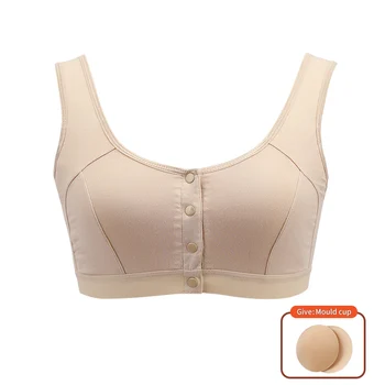 6031 Mastectomy Bra with Pockets Front Closure Cotton Plus Size Lingerie for Post Surgery Women Silicone Insert 1
