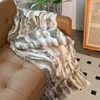 Customized Natural Colour Rabbit Real Fur Sofa Cover Carpet Blanket Bed Towel Fur Mermaid Blanket Decorative Sofa 1