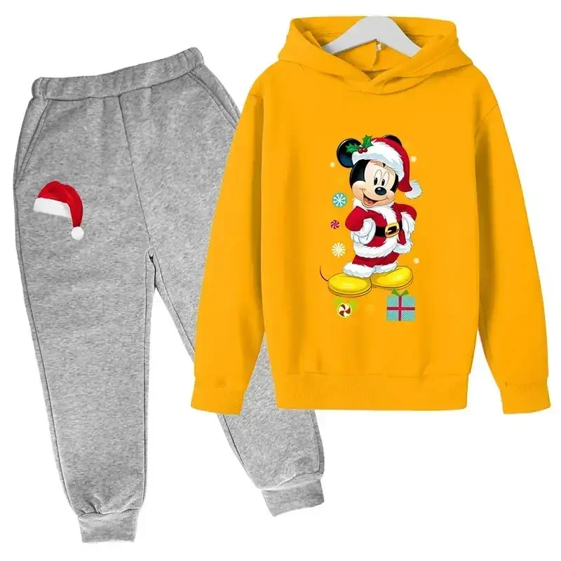 thumbnail image 1 of Conjuntos navideños para niños de Disney Mickey Mouse, ropa para niños, sudaderas con capucha y pantalones, conjunto de 2 piezas, chándales de dibujos animados para niños, ropa para niños pequeños, tr, 1 of 5