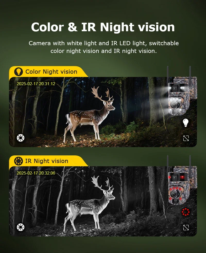 6K 12MP 4G Solar Hunting Trail Camera 60X ZOOM Wireless Outdoor Wildlife Camera