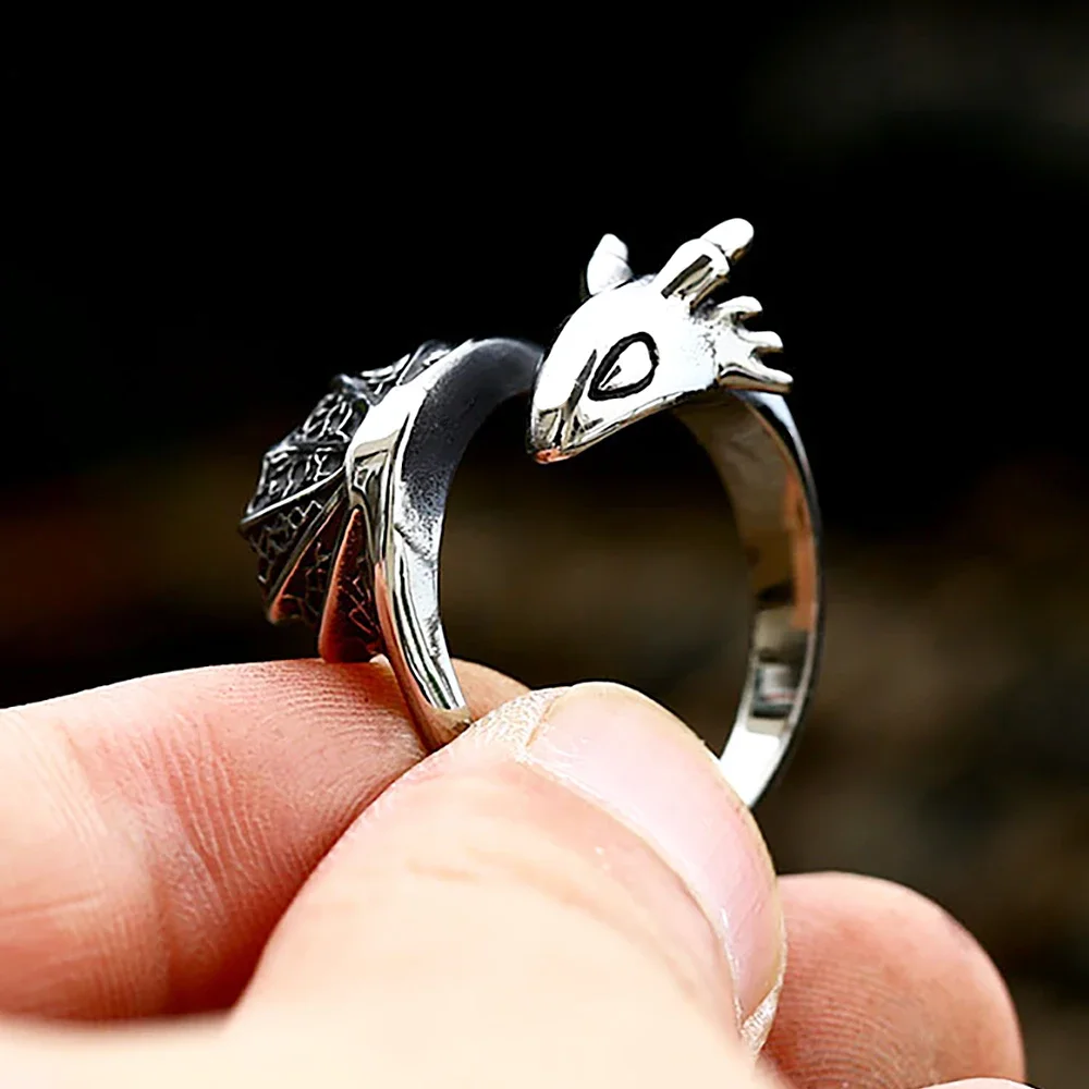 Vintage 316l Edelstahl fliegende Drachen ringe für Männer Frauen Punk Biker Tier Eröffnungs ring Modeschmuck Geschenke Drops hipping