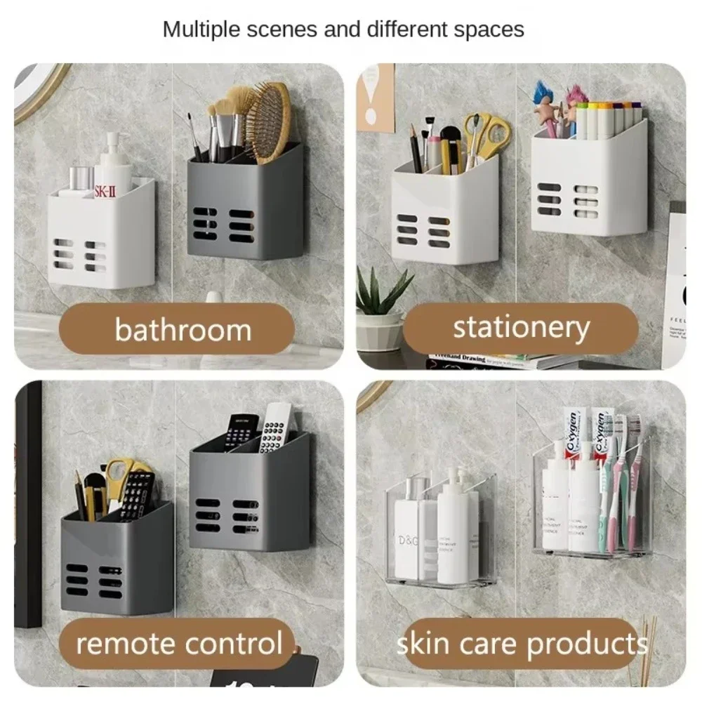 Bathroom Shelf Makeup Storage Organizer No Drill Toiletries Shelves Wall Mount Comb Skin Care Product Rack Bathroom Accessories