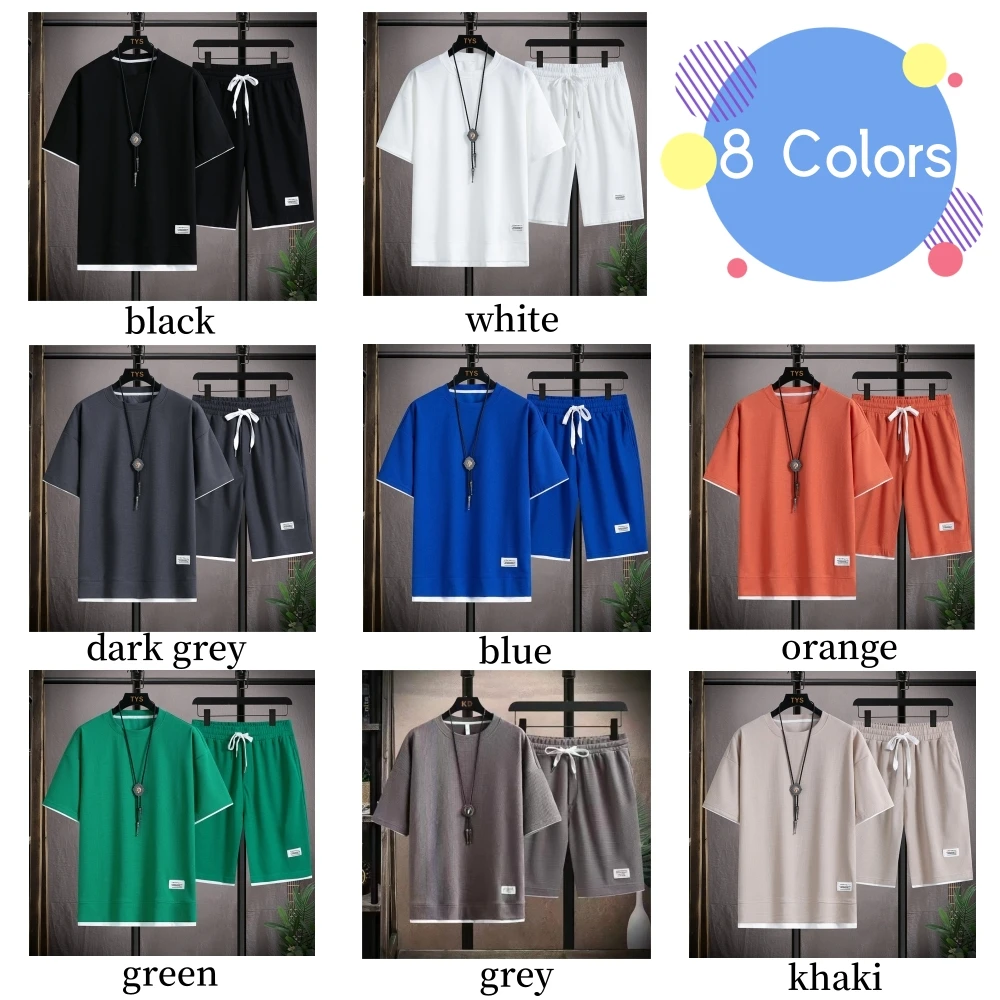 Traje deportivo de tela de lino para hombre, camiseta informal y pantalones cortos, ropa deportiva de calle de manga corta a la moda, novedad de