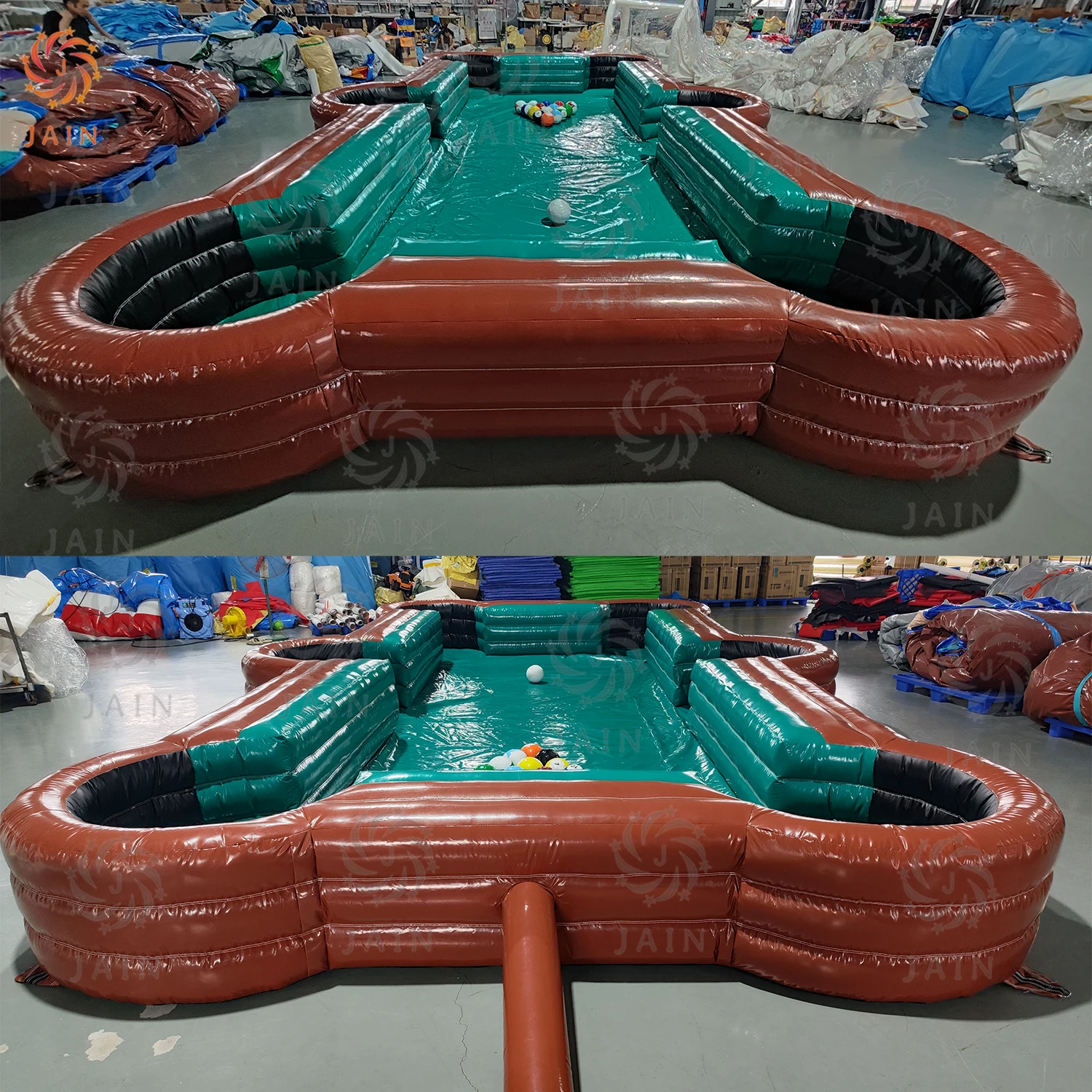 8x4m PVC Giant Inflatable Snooker Football Pool Table Human Soccer Billiards Sports Field For Coporate Events Game