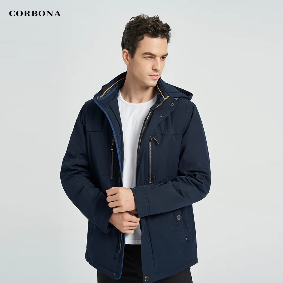 CORBONA – veste surdimensionnée en coton pour hommes, nouveau Style, imperméable, Business décontracté, manteau d'extérieur, chapeau détachable, Parka, 2022