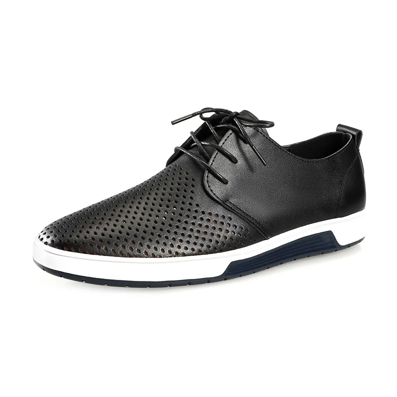 

New Men Casual Shoes Leather Man Oxford Shoes Summer Breathable Holes Footwear Comfortable Office Loafers For Male Drop Shipping
