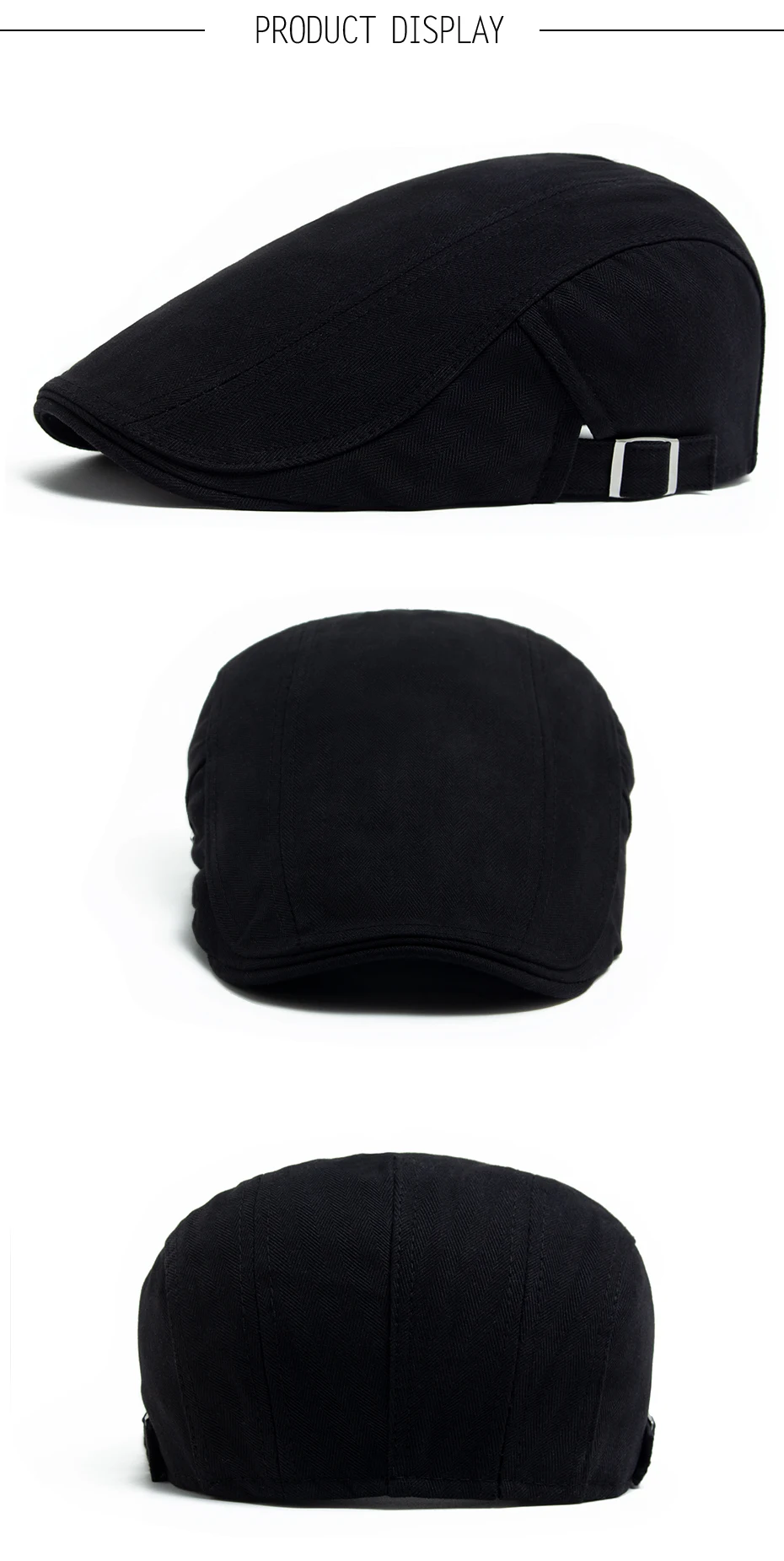 Männer Berets Klassische Casual Einfarbig Zeitungsjunge Mütze Mode Vintage Baumwolle Visier Hüte Für Männer Sommer Baskenmütze Höhere Qualität – Detail 4