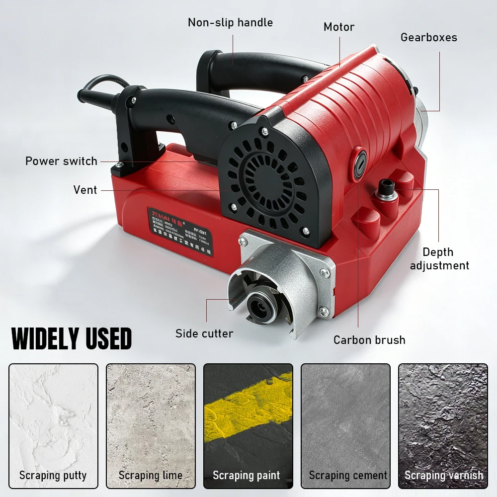 220V 4580W 무진동 벽면 평삭기 휴대용 거친 표면 제거 도구, 구형 벽면 개조 및 리노베이션 도구 (건설 및 인테리어 장)