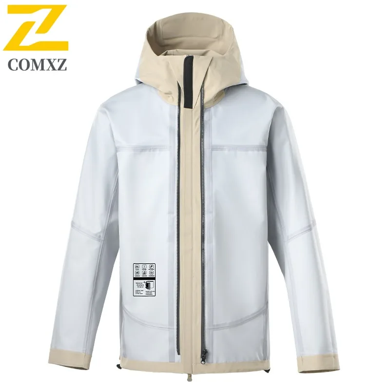 COMXZ Loose Coat Windproof Waterproof Solid Color Jogger Camping Biker Jacket Climbing Scratch Resistant Men's Rainproof Coat