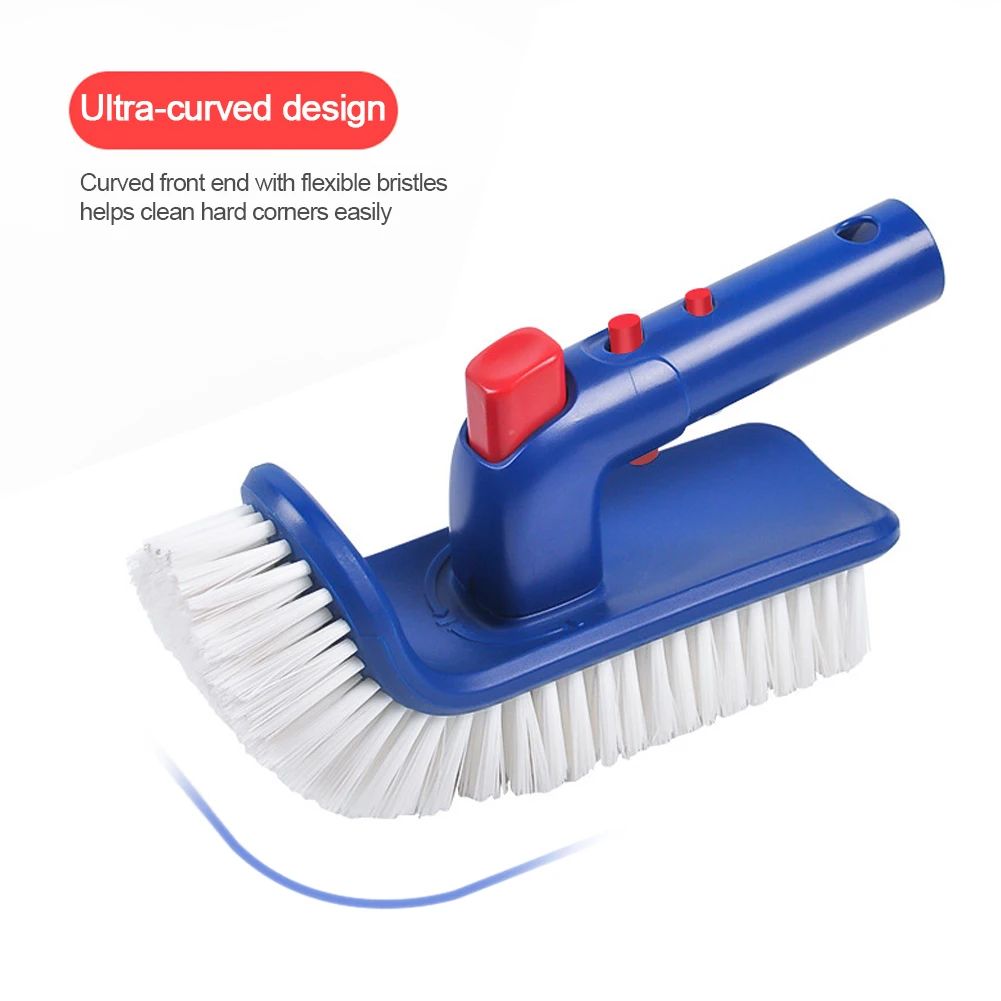 Pool Brush Hand Scrub Brush Curved End 180 Degree Rotating Pool Corner and Stair Brush Fine Bristles for Spa Hot Tub Cleaning