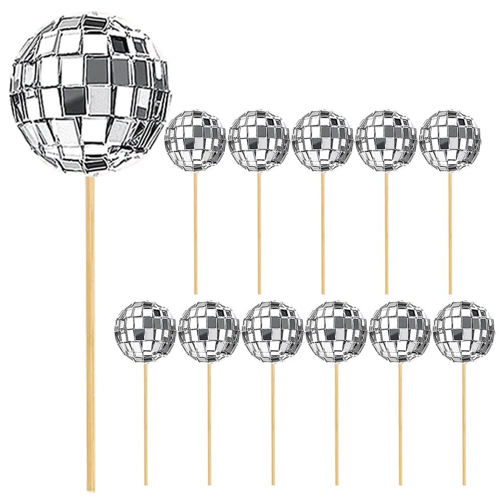 

Disco Ball Cake Pick Decorations Mini Paper Cups Insert Card Inset Decorative Wood Glass Party Favor Wedding Christmas