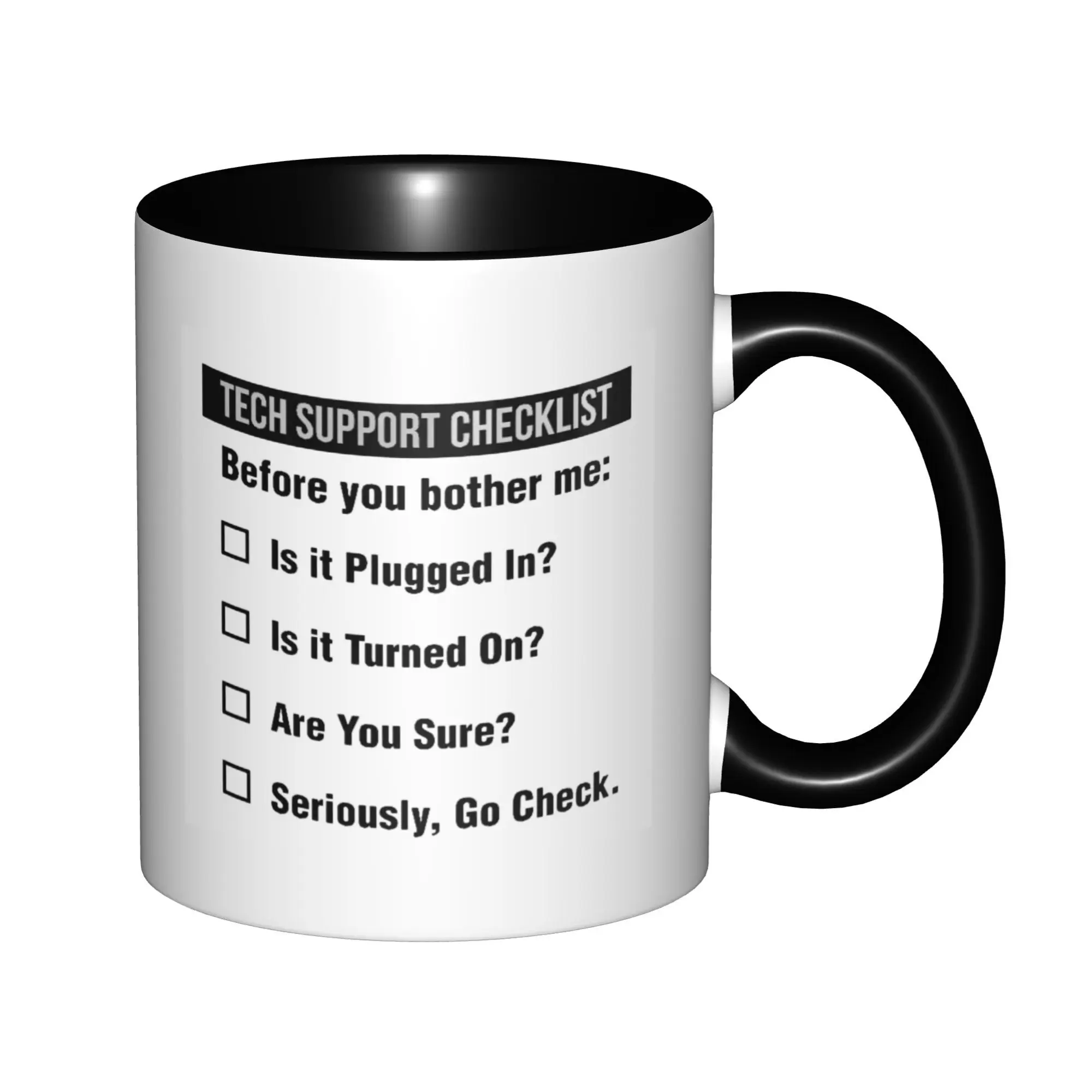 Tech Support Checklist For Women Men Technical Support Mugs With Black ...