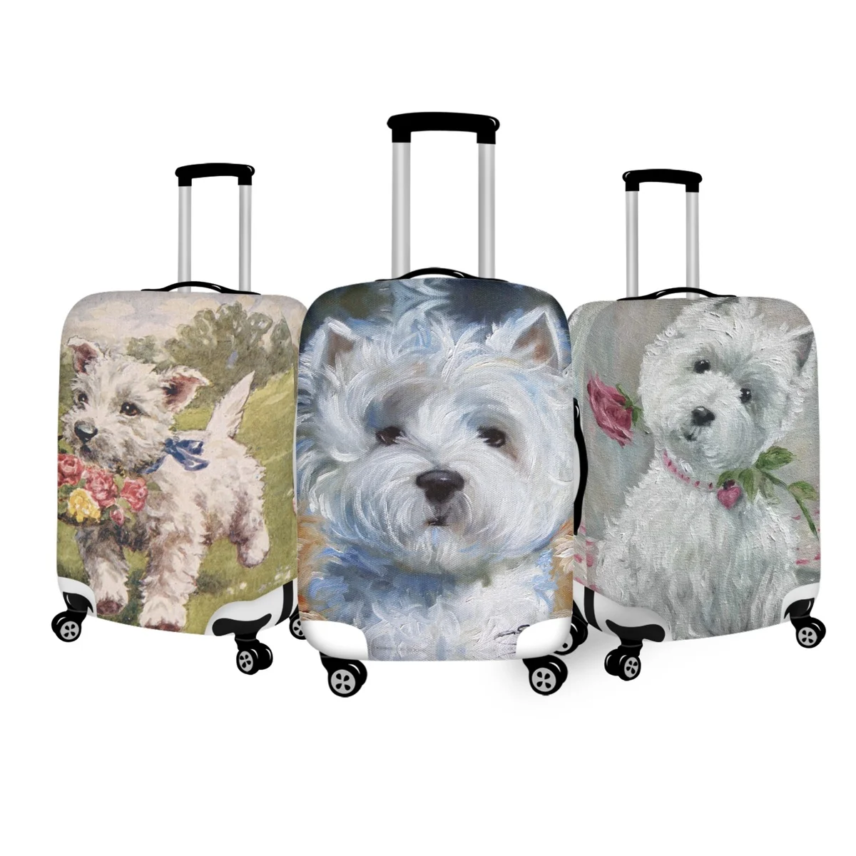 

Twoheartsgirl Westie Dog Style Luggage Cover Travel Accessories Elastic Suitcase Protective Covers Trolley Case for 18-32 Inch
